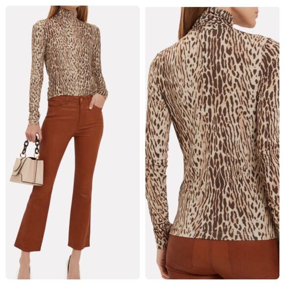 Zimmermann Tops - ZIMMERMANN Espionage Leopard Jersey Turtleneck